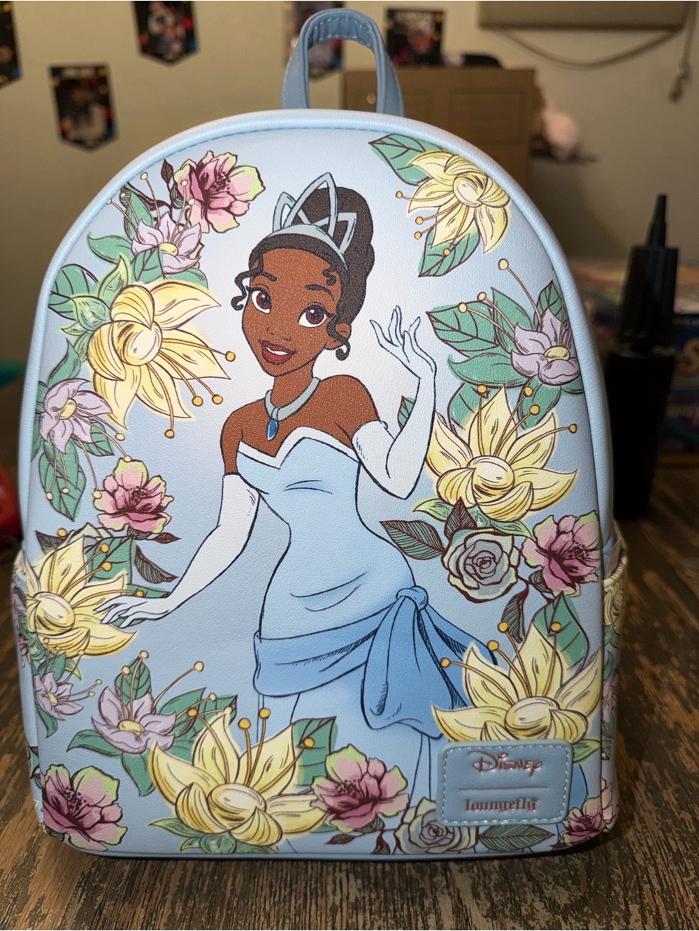 Loungefly Disney Princess Tiana Light Blue Floral Mini Backpack